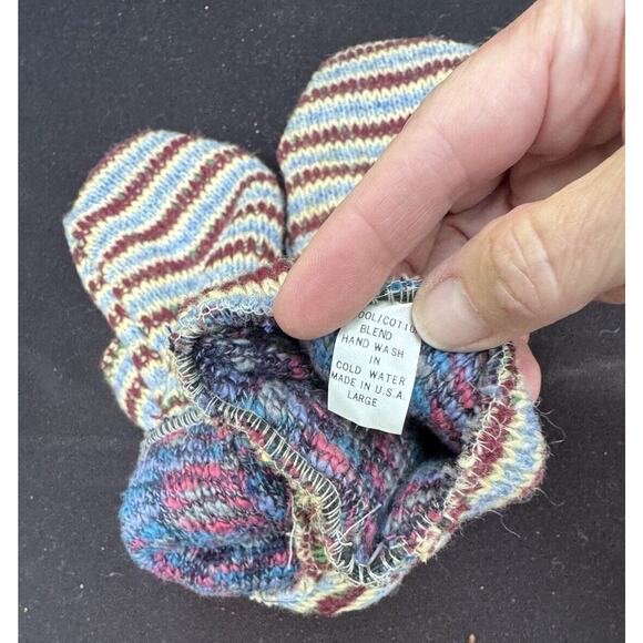Vintage 1950’s Chunky Knit Wool Cotton Blend Winter Size Large Mittens - Picture 8 of 8